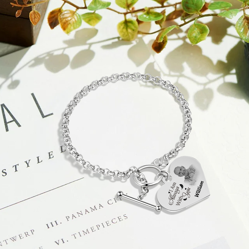 Personalised Memorial Bracelet Custom Photo & Name Bracelet Gifts | Jessemade-I'll Always With You