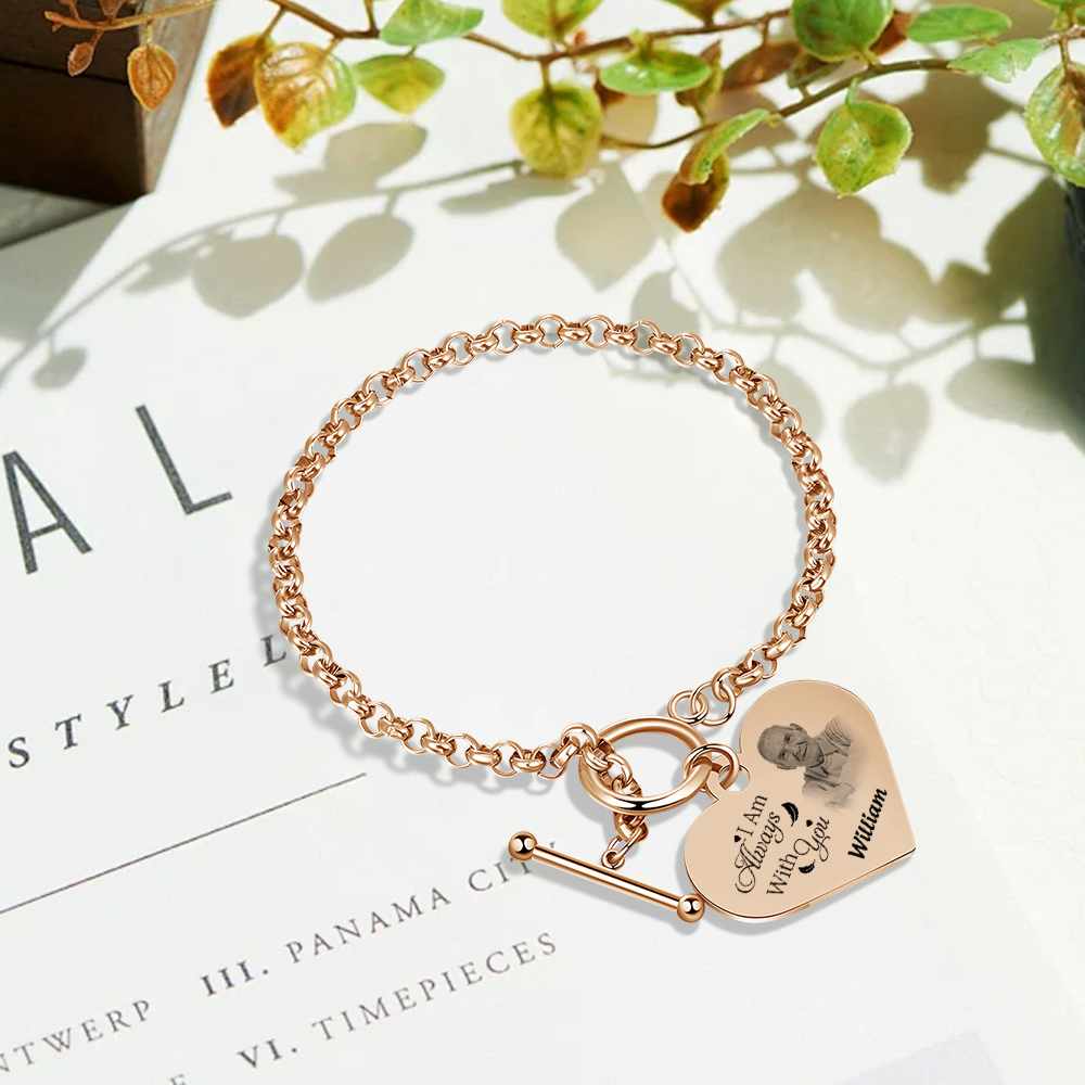 Personalised Memorial Bracelet Custom Photo & Name Bracelet Gifts | Jessemade-I'll Always With You