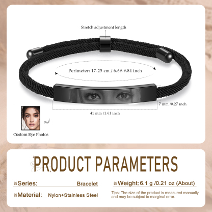 Personalized Eye Photo Bracelet - Custom Women’s Bracelet in Silver, Gold, & Black | Perfect Gift for Wife/Sister/ Daughter | Jessemade