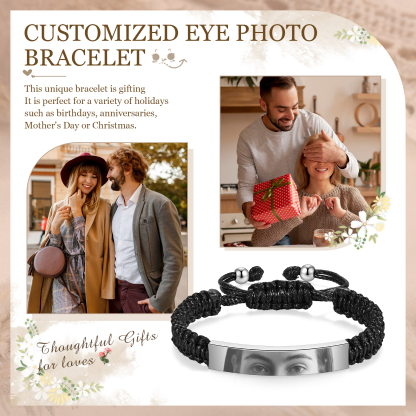 Personalised Eye Photo Bracelet - Custom Photo in Silver & Gold & Black | Christams Gift for Wife/Sister/ Daughter | Jessemade