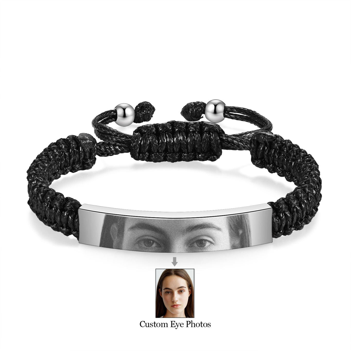 Personalised Eye Photo Bracelet - Custom Photo in Silver & Gold & Black | Christams Gift for Wife/Sister/ Daughter | Jessemade
