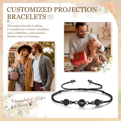 Personalised Photo Projection Bracelet Adjustable Braided Rope Bracelet Wealth String Bracelet A Heartfelt Gift for Her/Him | Jessemade