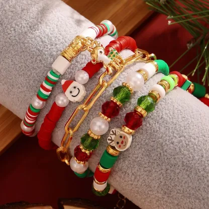 Festive Christmas Charm Bracelet Set with Santa and Reindeer – Fun Gif