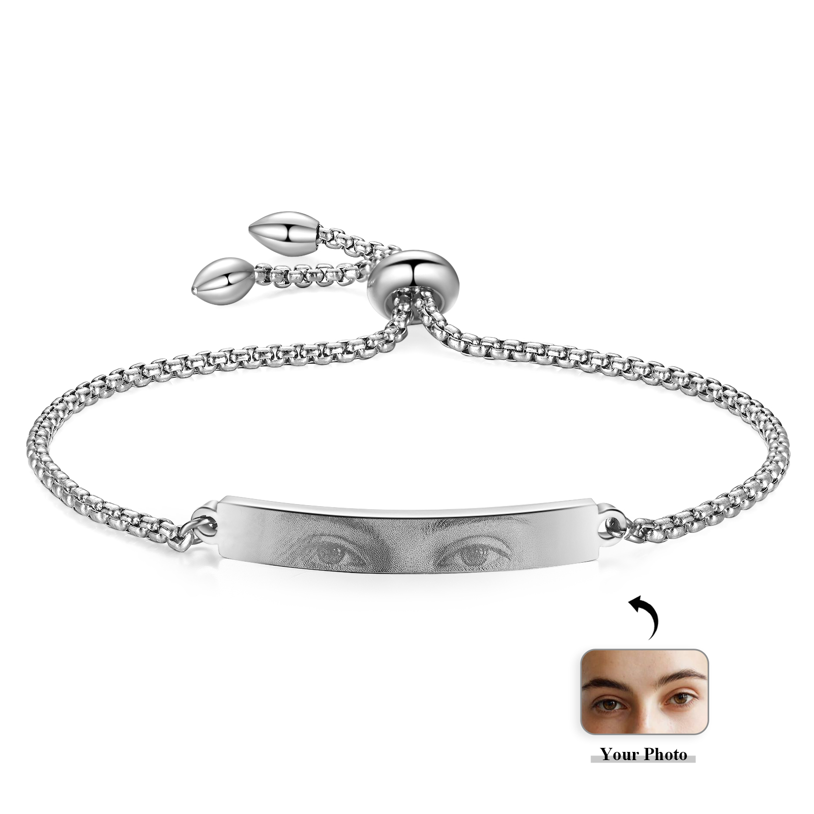 Personalised Women's Bracelet with Eye Photo - Custom Jewelry Gift for Wife/Sister/Daughter | Jessemade