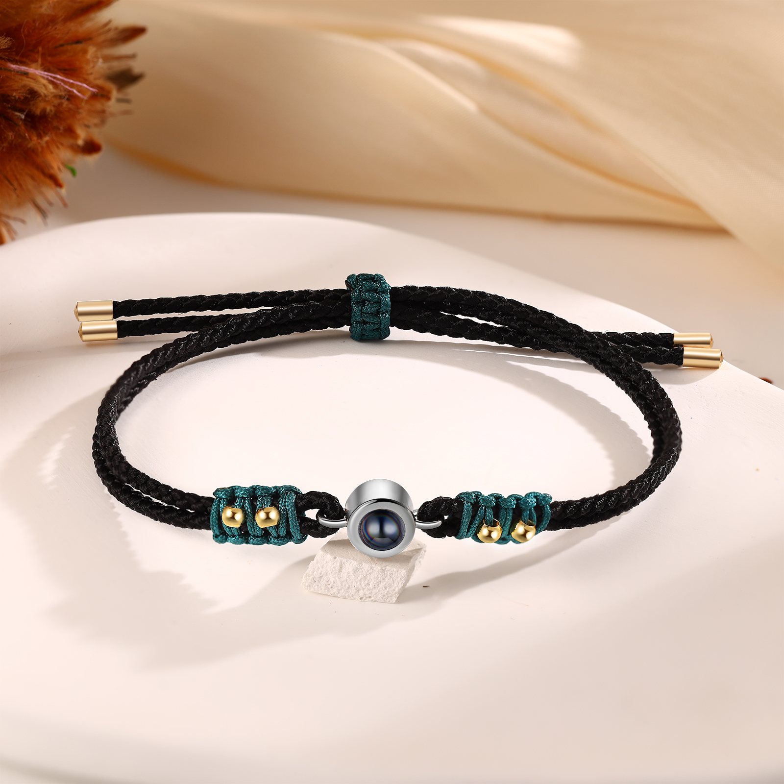 Personalised Couple Photo Projection Adjustable Bracelet Braided Rope Bracelet A Heartfelt Gift for Her/Him | Jessemade