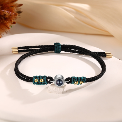 Personalised Couple Photo Projection Adjustable Bracelet Braided Rope Bracelet A Heartfelt Gift for Her/Him | Jessemade