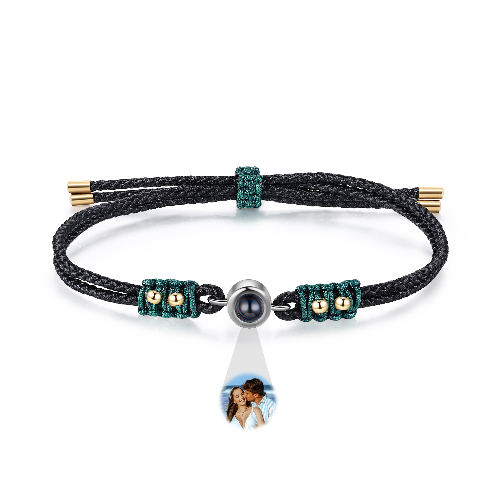 Personalised Couple Photo Projection Adjustable Bracelet Braided Rope Bracelet A Heartfelt Gift for Her/Him | Jessemade