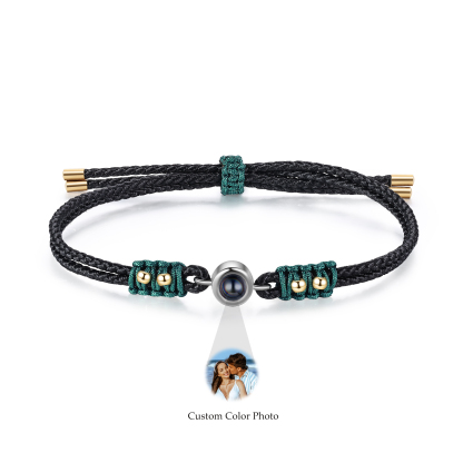 Personalised Couple Photo Projection Adjustable Bracelet Braided Rope Bracelet A Heartfelt Gift for Her/Him | Jessemade