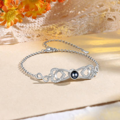 Personalized Projection Bracelet Custom 1 Photo Infinity & Heart Design 3 Colors Gift for Her | Jessemade