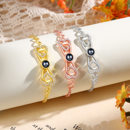 Personalized Projection Bracelet Custom 1 Photo Infinity & Heart Design 3 Colors Gift for Her | Jessemade