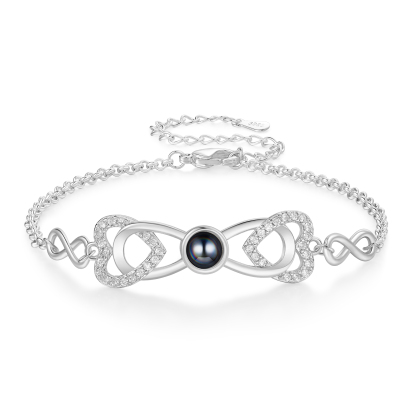 Personalized Projection Bracelet Custom 1 Photo Infinity & Heart Desig