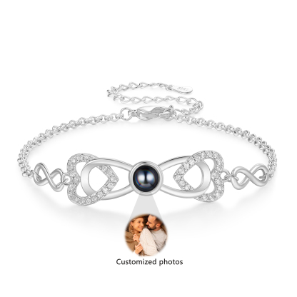 Personalized Projection Bracelet Custom 1 Photo Infinity & Heart Design 3 Colors Gift for Her | Jessemade