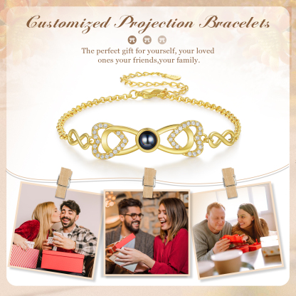 Personalized Projection Bracelet Custom 1 Photo Infinity & Heart Design 3 Colors Gift for Her | Jessemade