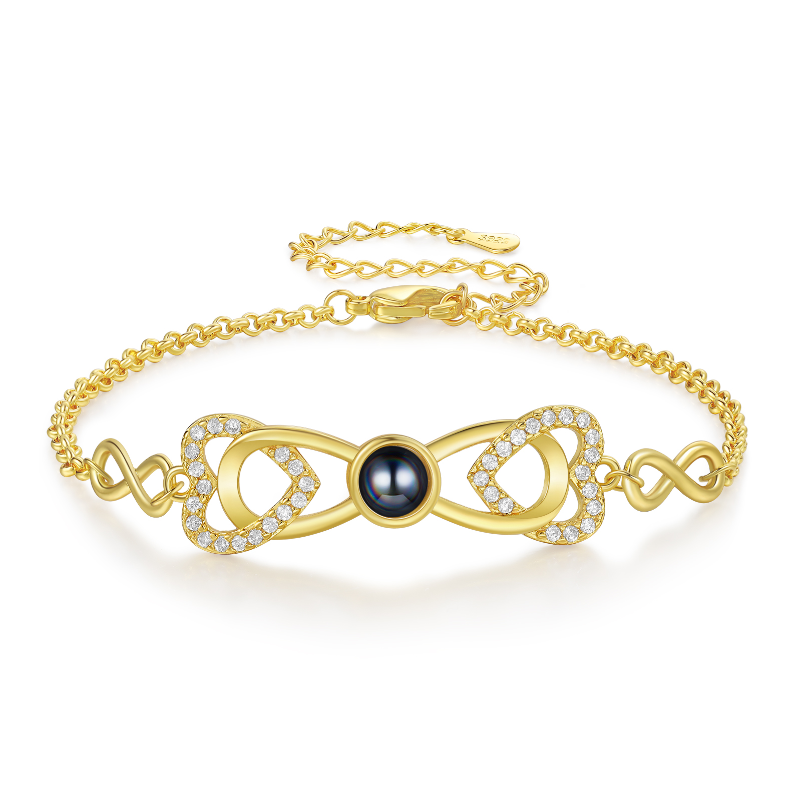 Personalized Projection Bracelet Custom 1 Photo Infinity & Heart Design 3 Colors Gift for Her | Jessemade