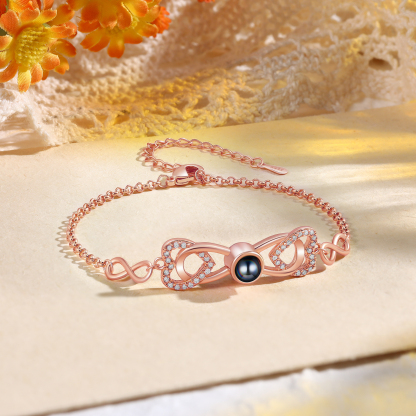 Personalized Projection Bracelet Custom 1 Photo Infinity & Heart Design 3 Colors Gift for Her | Jessemade