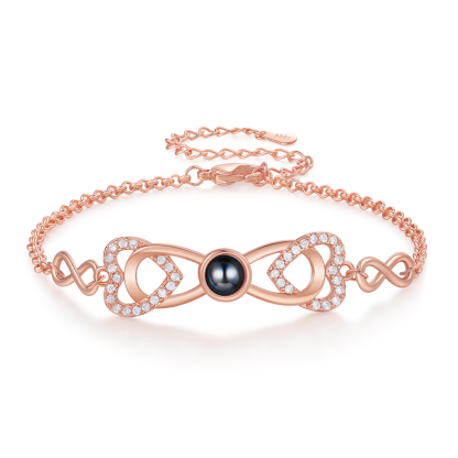 Personalized Projection Bracelet Custom 1 Photo Infinity & Heart Design 3 Colors Gift for Her | Jessemade