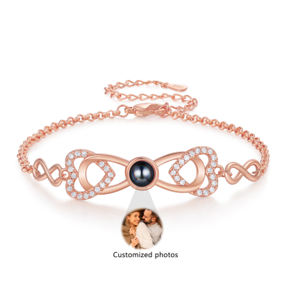 Personalized Projection Bracelet Custom 1 Photo Infinity & Heart Design 3 Colors Gift for Her | Jessemade