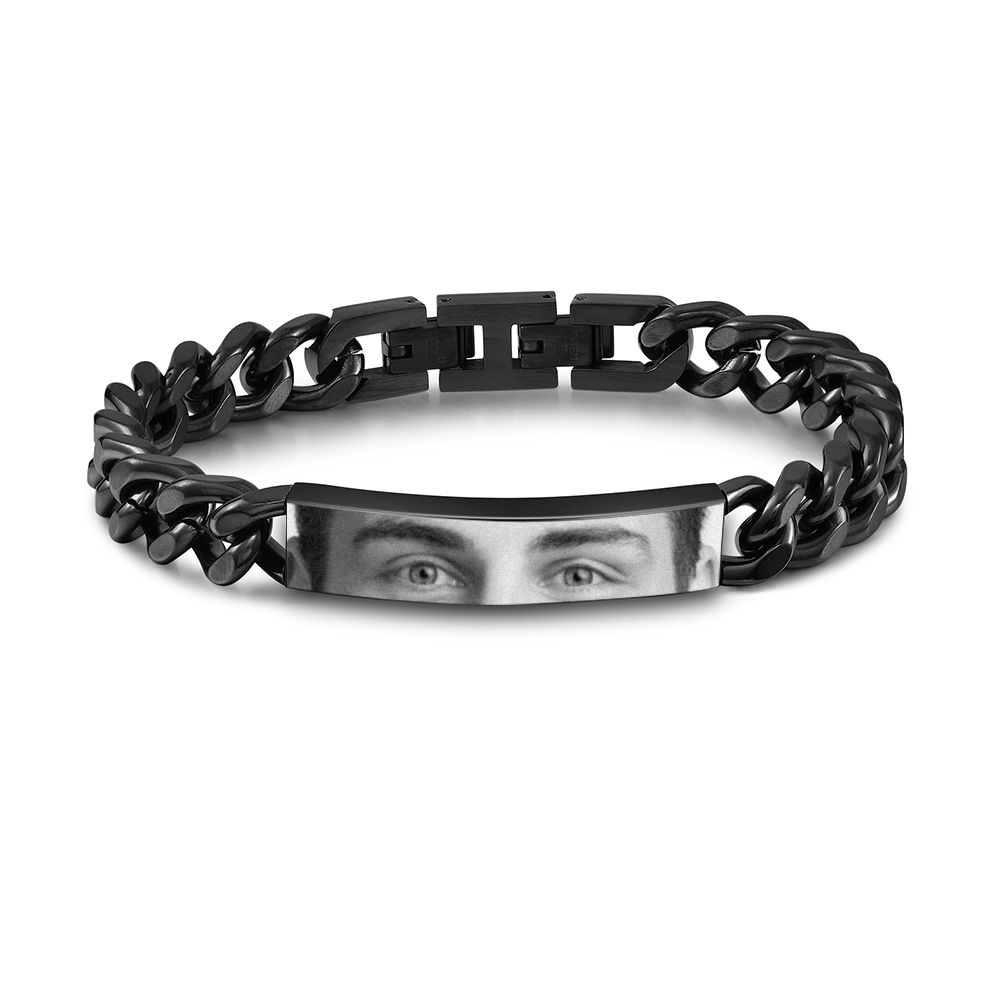 Personalised Men's Bracelet - Customised with 1 Photo, Sleek Chain Design, Valentine’s Day Gift for Him | Jessemade