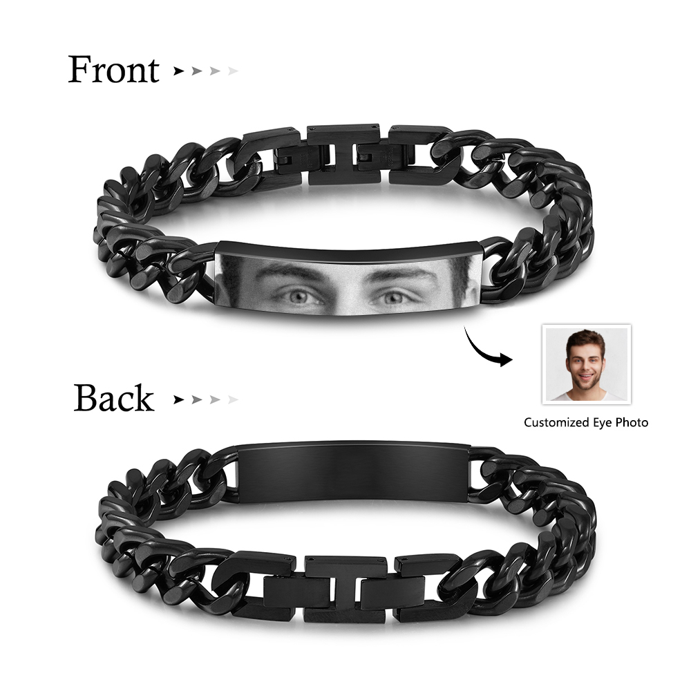 Personalised Men's Bracelet - Customised with 1 Photo, Sleek Chain Design, Valentine’s Day Gift for Him | Jessemade