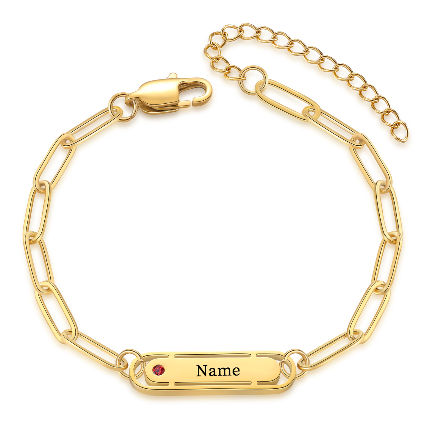Personalised Gold Women's Bracelet – Custom Birthstone and Engraved Name, Elegant Chain Design, Perfect Gift for Mum, Wife, or Friend | Jessemade