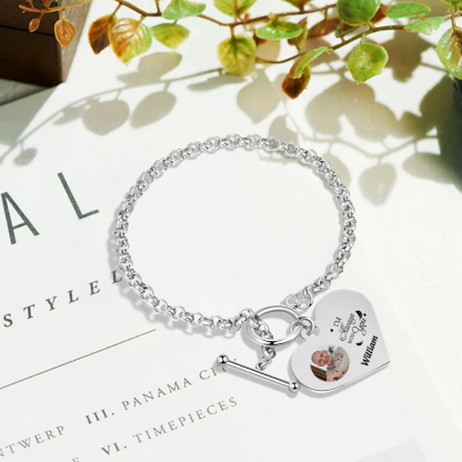 Personalised Memorial Bracelet –Custom Photo and Name Stainless Steel Bracelet- "I will always with you" | Jessemade