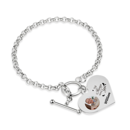 Personalised Memorial Bracelet –Custom Photo and Name Stainless Steel Bracelet- "I will always with you" | Jessemade