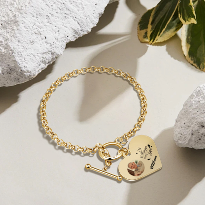 Personalised Memorial Bracelet –Custom Photo and Name Stainless Steel Bracelet- "I will always with you" | Jessemade