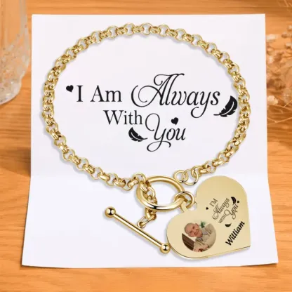 Personalized Memorial Bracelet –Custom Photo and Name Stainless Steel Bracelet- "I will always with you" | Jessemade