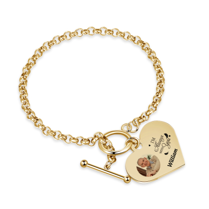 Personalised Memorial Bracelet –Custom Photo and Name Stainless Steel Bracelet- "I will always with you" | Jessemade