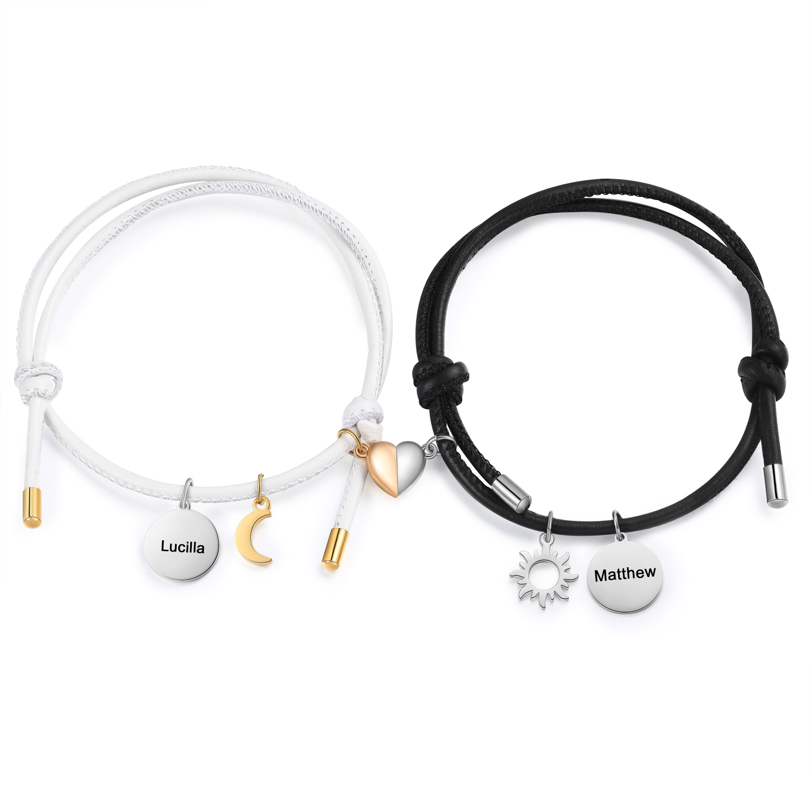 Personalised Couple Bracelets - Customised with 2 Names, Magnetic Design, Valentine’s Day Gift for Couple | Jessemade