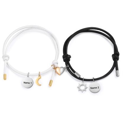 Personalised Couple Bracelets - Customised with 2 Names, Magnetic Design, Valentine’s Day Gift for Couple | Jessemade