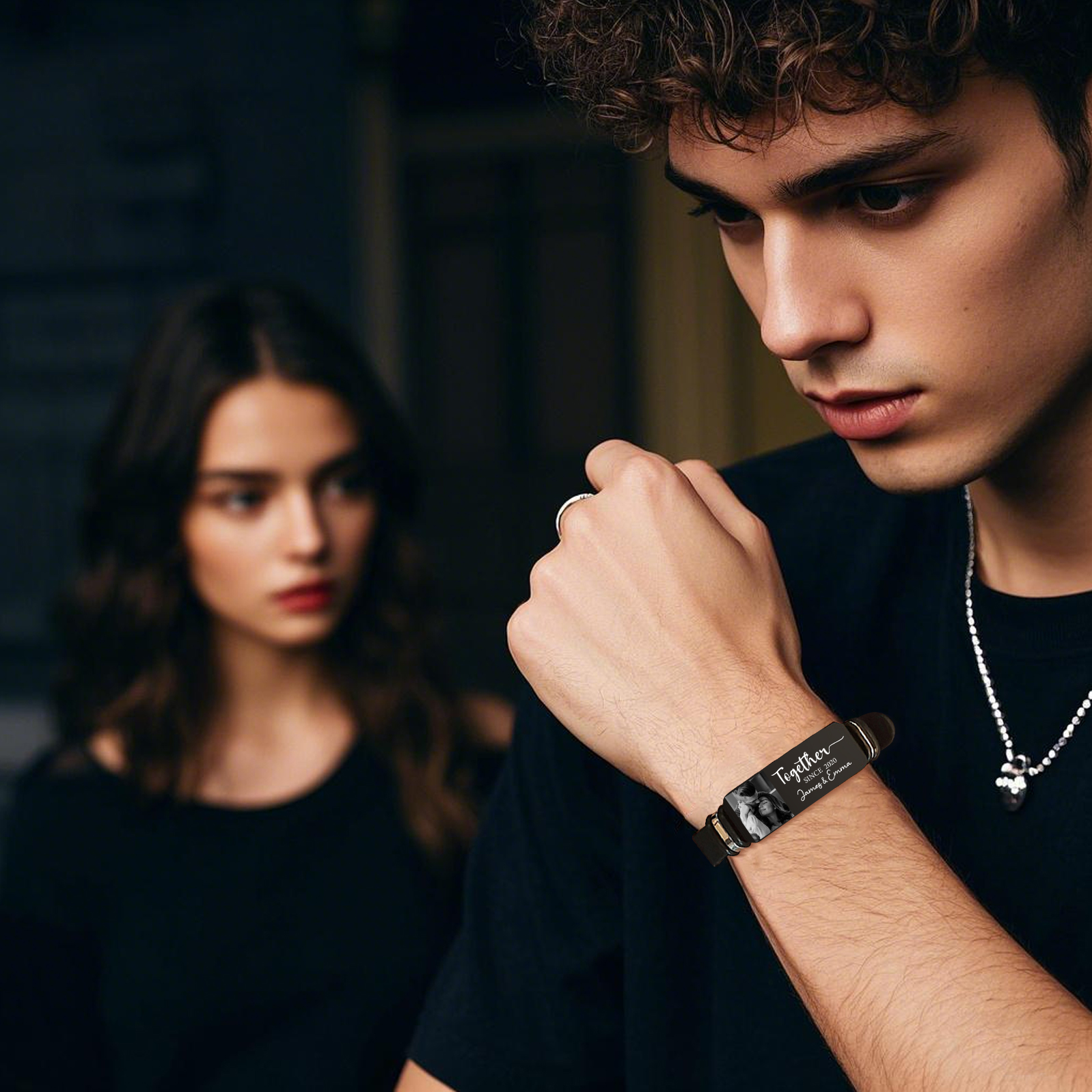 Personalised Men's Bracelet - Custom Photo, Text, and Year Engravings, Sleek Adjustable Design, Valentine’s Day Gift for Him | Jessemade