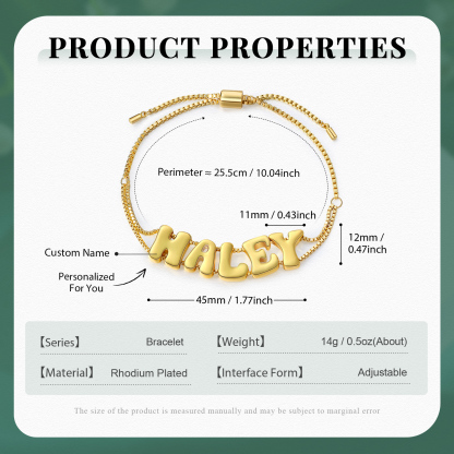 Personalised Adjustable Link Name Bracelet - Customise 5 Letters, Valentine’s Day Gift for Her | Jessemade