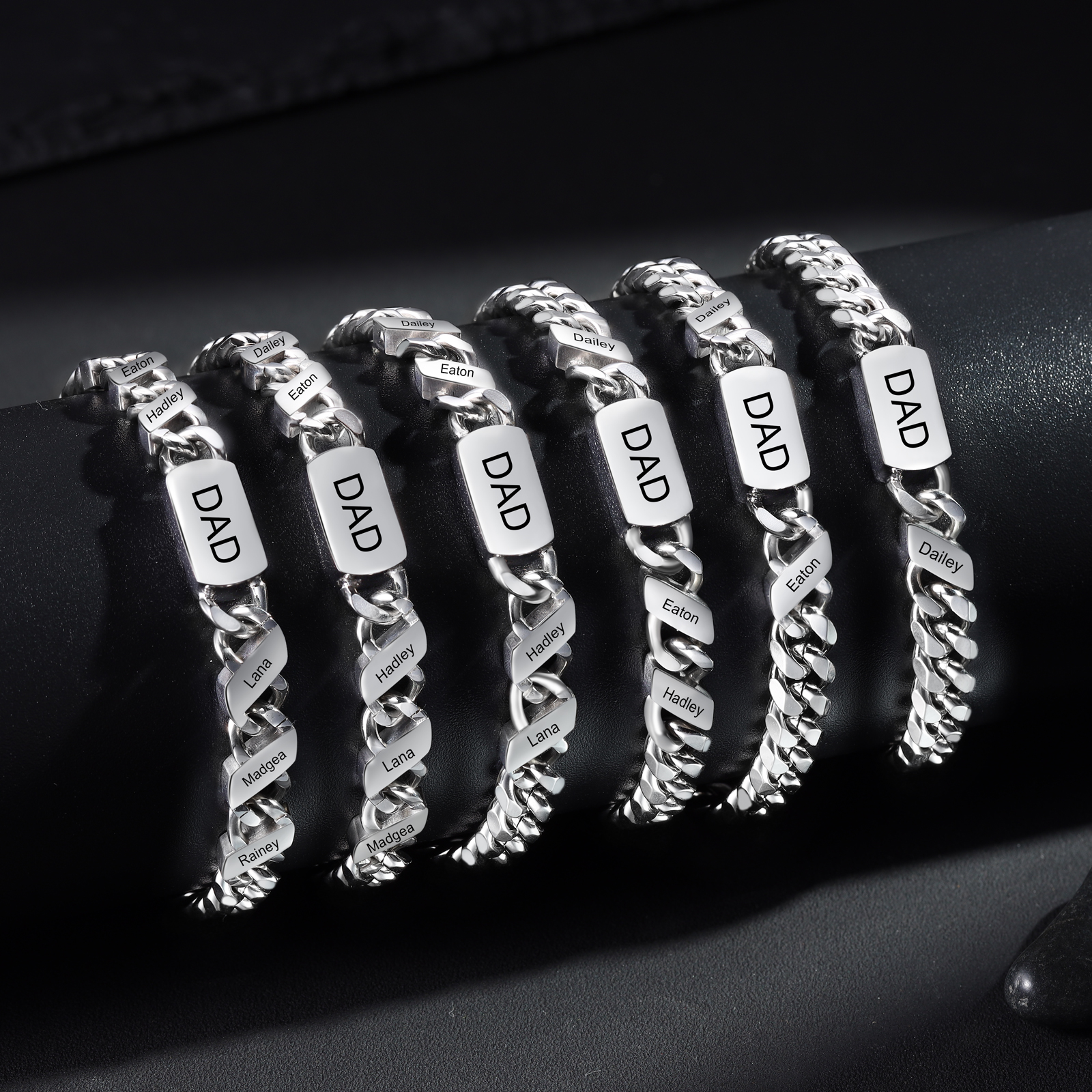 1 name - Personalized Father’s Day Cuban Bracelet - Stainless Steel Gift with Names/Text