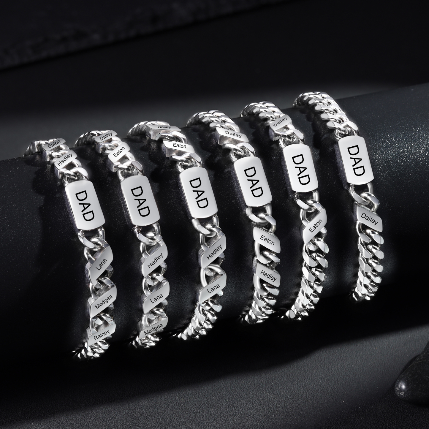 1 name - Personalized Father’s Day Cuban Bracelet - Stainless Steel Gift with Names/Text