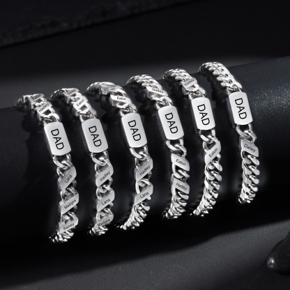 1 name - Personalized Father’s Day Cuban Bracelet - Stainless Steel Gift with Names/Text
