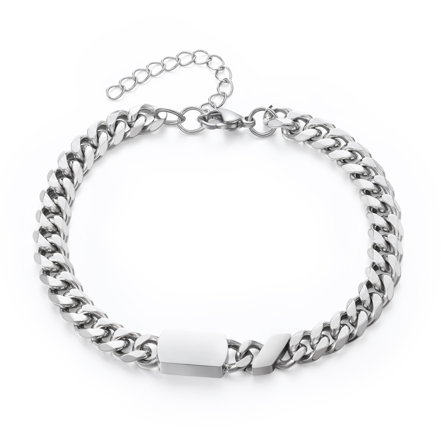 1 name - Personalized Father’s Day Cuban Bracelet - Stainless Steel Gift with Names/Text