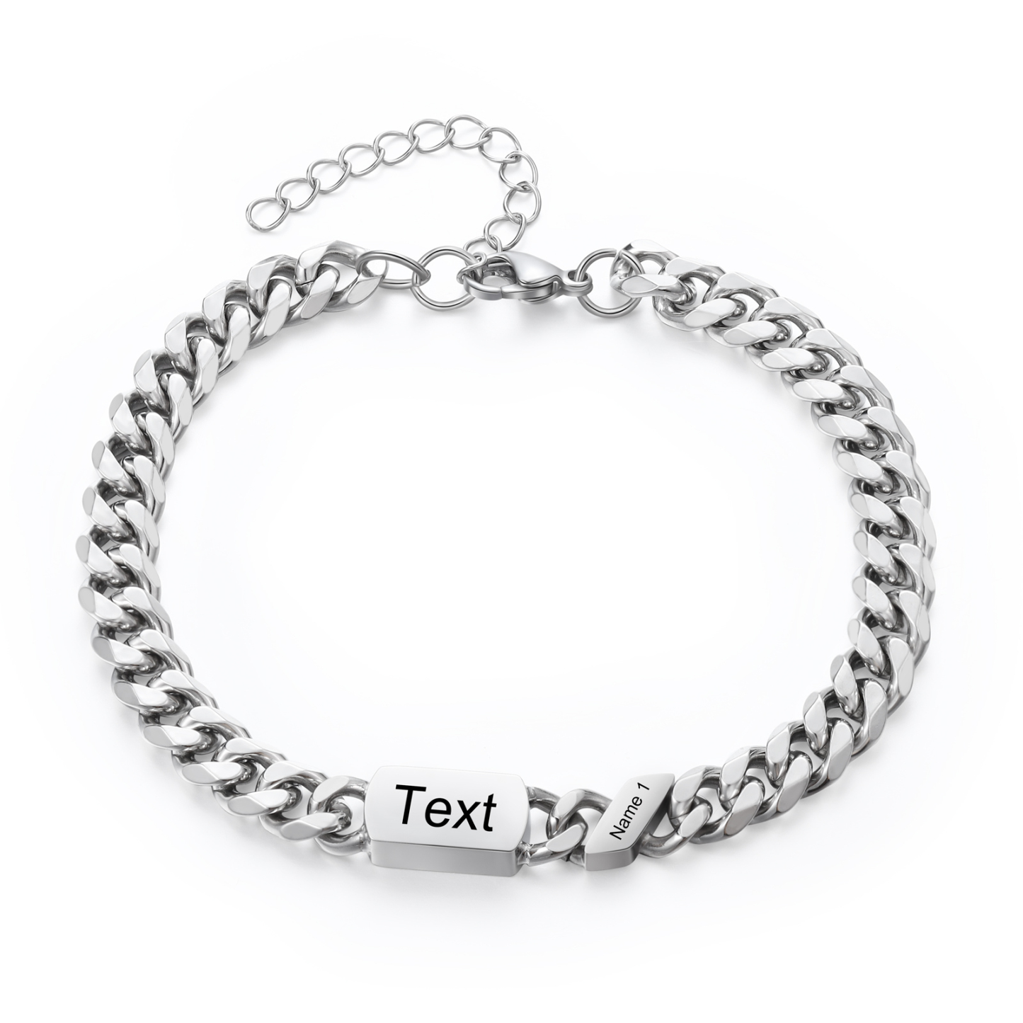 1 name - Personalized Father’s Day Cuban Bracelet - Stainless Steel Gift with Names/Text
