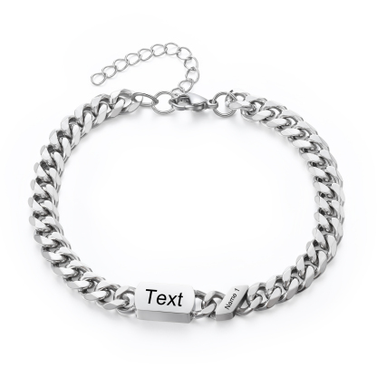 1 name - Personalized Father’s Day Cuban Bracelet - Stainless Steel Gift with Names/Text