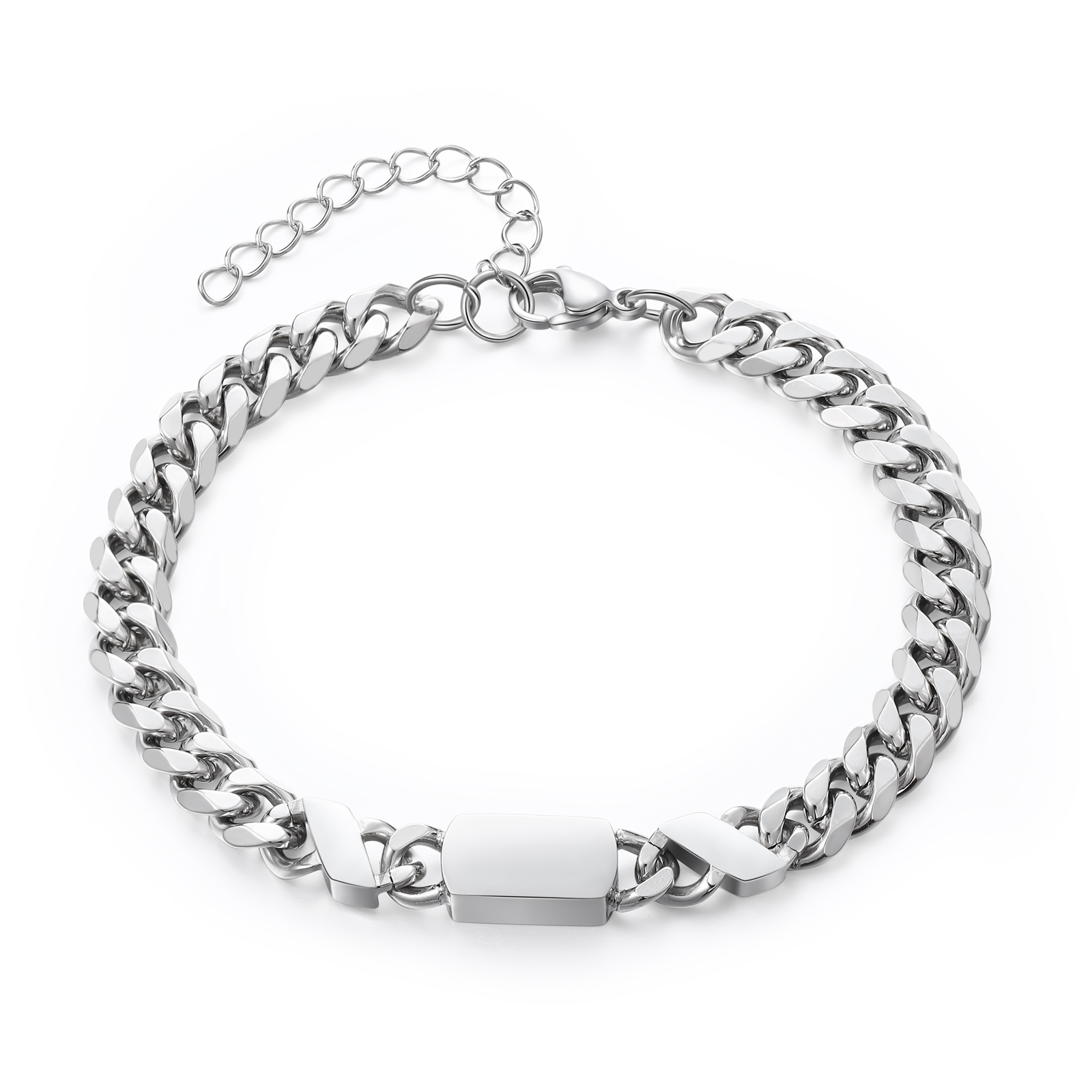 2 names - Personalized Father’s Day Cuban Bracelet - Stainless Steel Gift with Names/Text