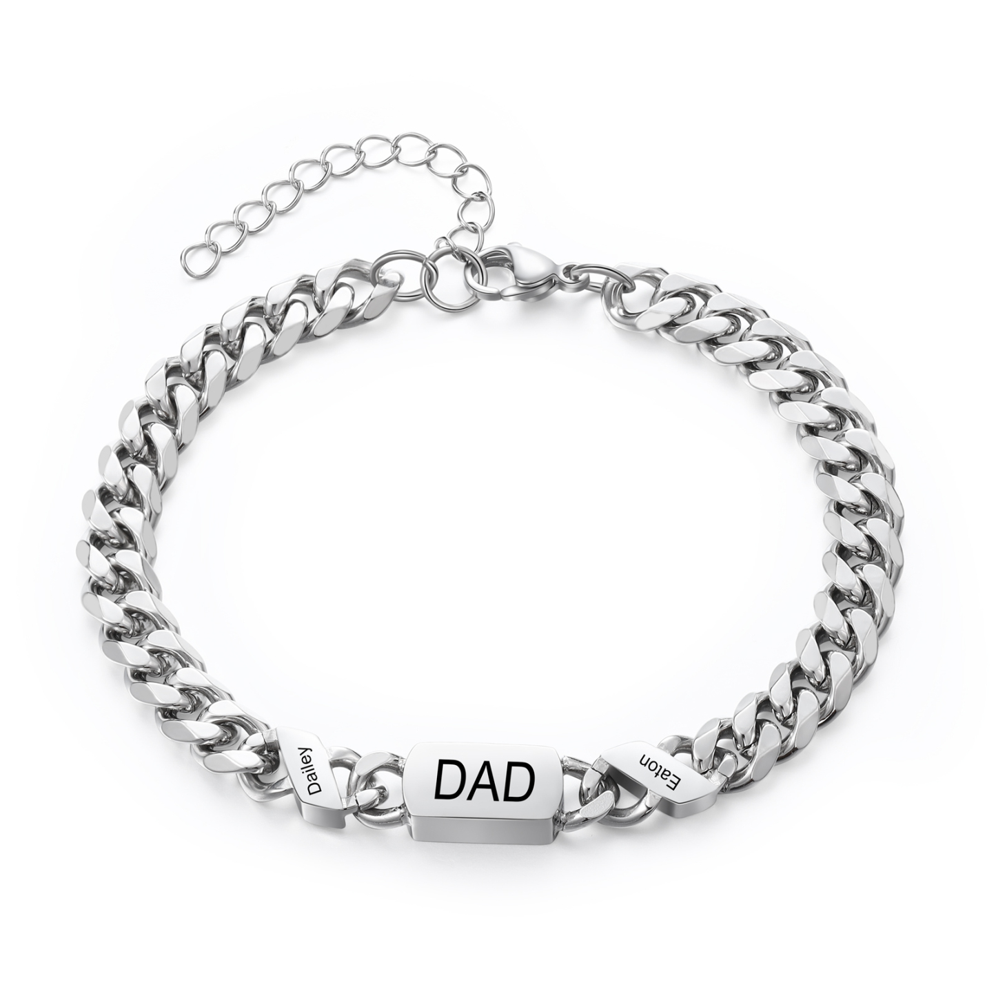 2 names - Personalized Father’s Day Cuban Bracelet - Stainless Steel Gift with Names/Text