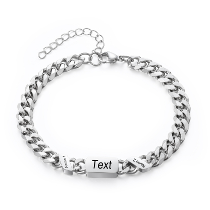 2 names - Personalized Father’s Day Cuban Bracelet - Stainless Steel Gift with Names/Text