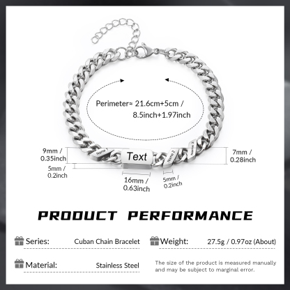 3 names - Personalized Father’s Day Cuban Bracelet - Stainless Steel Gift with Names/Text
