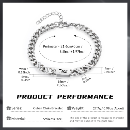 4 names - Personalized Father’s Day Cuban Bracelet - Stainless Steel Gift with Names/Text