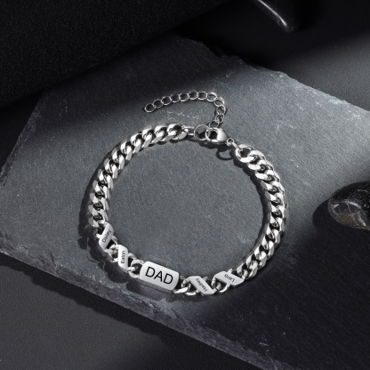 4 names - Personalized Father’s Day Cuban Bracelet - Stainless Steel Gift with Names/Text