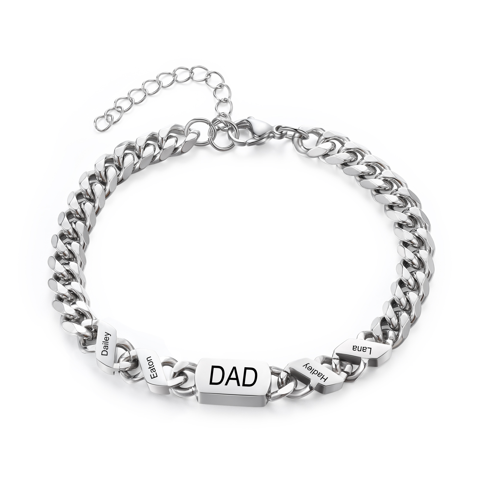 Men's Personalized Gold/Black Cuban Link Dad Bracelet