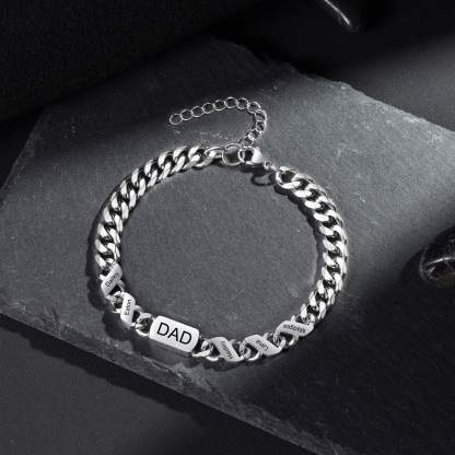 5 names - Personalized Father’s Day Cuban Bracelet - Stainless Steel Gift with Names/Text