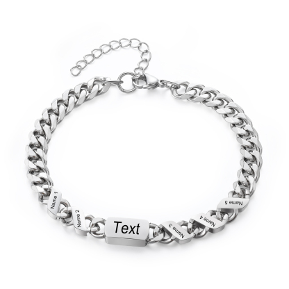 5 names - Personalized Father’s Day Cuban Bracelet - Stainless Steel Gift with Names/Text