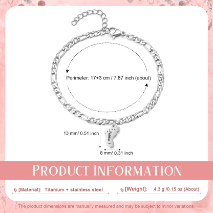 1 name - Personalized Women’s Bracelet - Can Customize Name – Baby Foot Charm Mother’s Day Gift Jewelry
