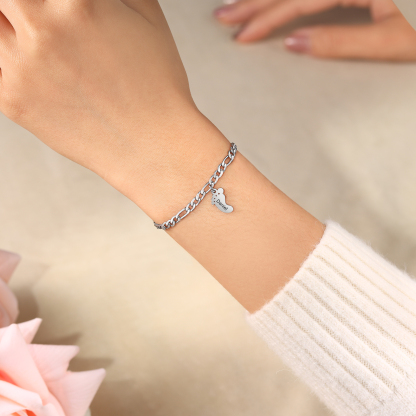 1 name - Personalized Women’s Bracelet - Can Customize Name – Baby Foot Charm Mother’s Day Gift Jewelry
